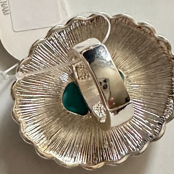 Boho Western-Style Turquoise Statement Ring – Adjustable Concho Design - Picture 4 of 5